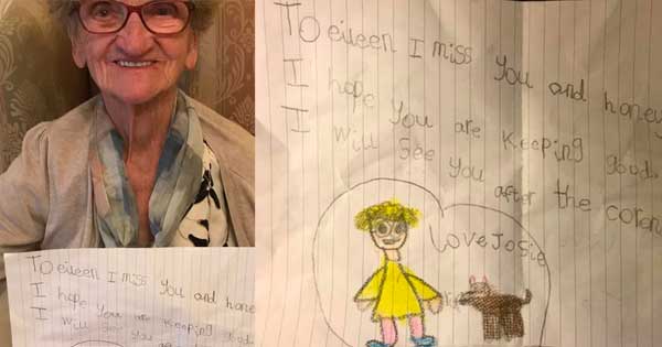 little girl wrote heart warming letter to her 90-year-old neighbour who is self isolating