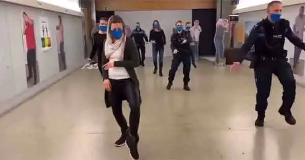 Swiss police dancing