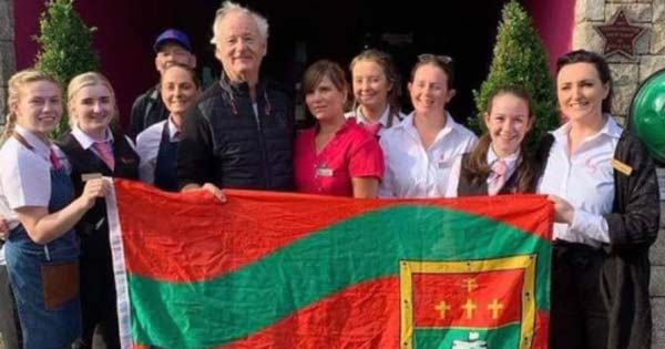 Bill Murray adopted as honorary Mayo man and poses with county flag