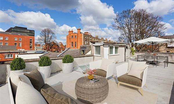 Rooftop seating at Gabriel Byrne's former Dublin house
