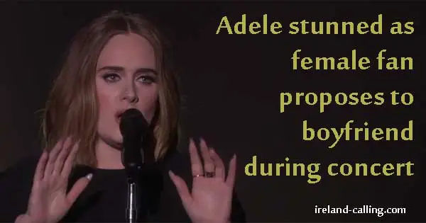 Adele stunned as fan proposes to boyfriend
