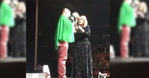Irishman and his dog join Adele onstage