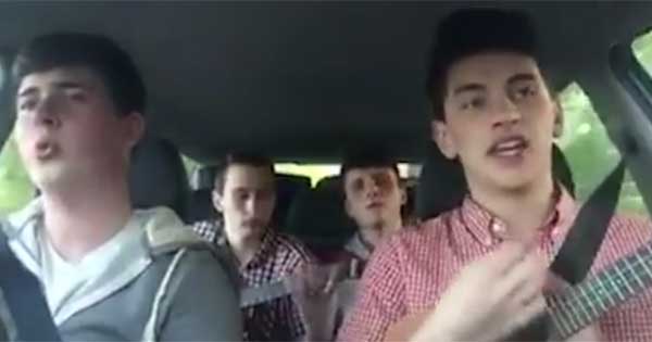 Irish lads enjoy the sun with in-car musical medley