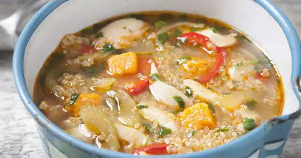 Peruvian chicken soup with quinoa
