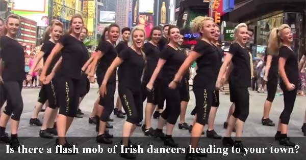 Flash mob of Irish dancers