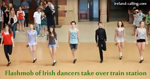 Flashmob of Irish dancers stun Sydney Central. Image copyright Ireland Calling