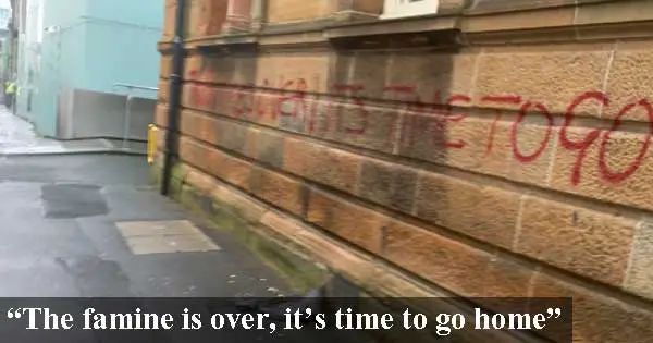 Graffiti treated as a hate crime against Irish. Photo copyright Twitter Lisbon Lion