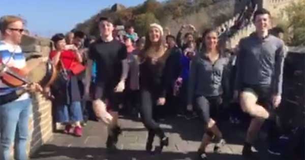 Irish dancing on the Great Wall of China